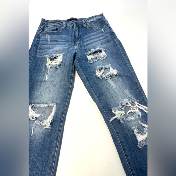 Judy Blue Girlfriend Fit High Rise Distressed Jeans Size 5/27 - Picture 7 of 10